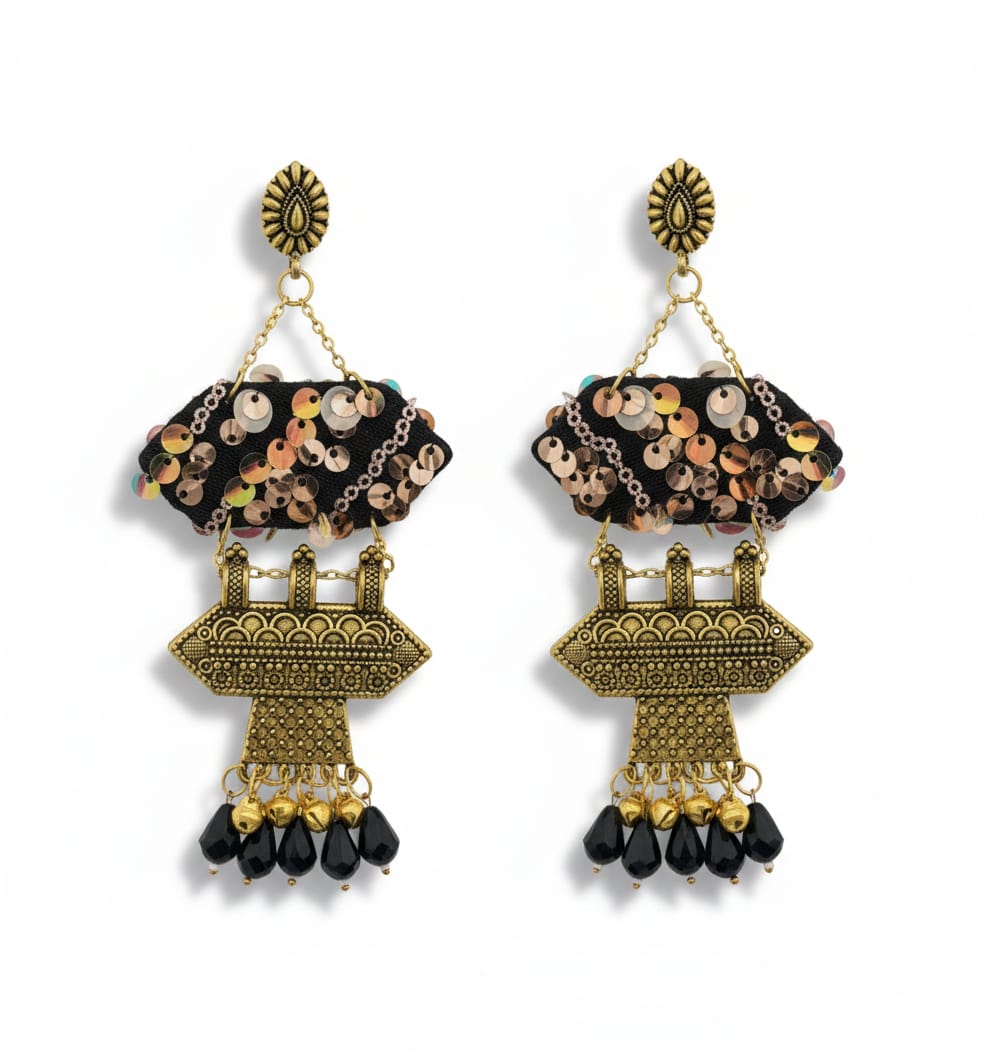 Noir Spark Heritage Drop Earrings