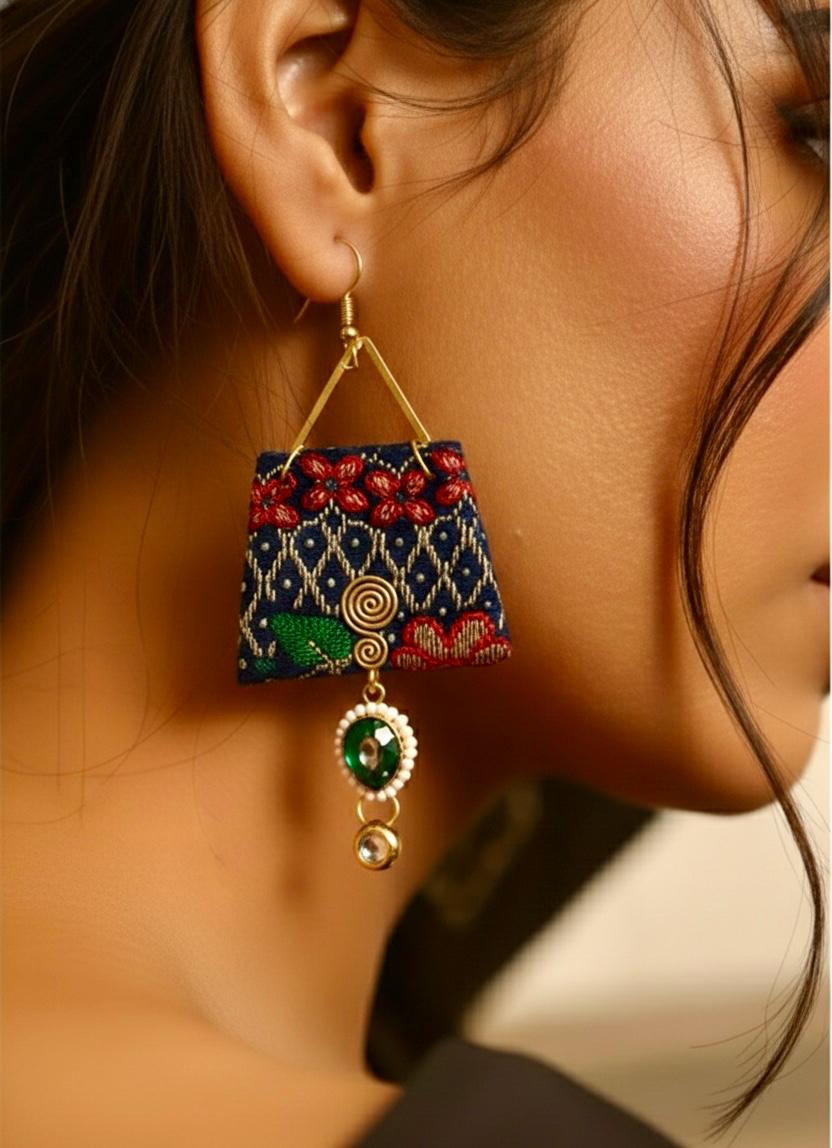 Elegant Handcrafted Textile Drop Earrings