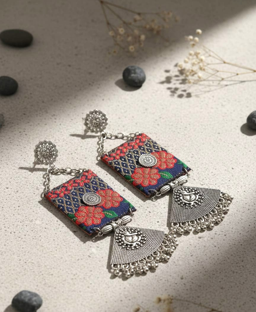 Indigo Bloom Textile Heritage Earrings