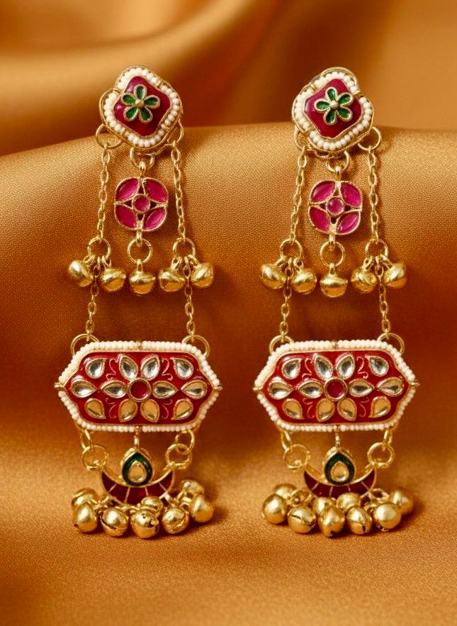 Rangrani Kundan Jhumka Drop Earrings
