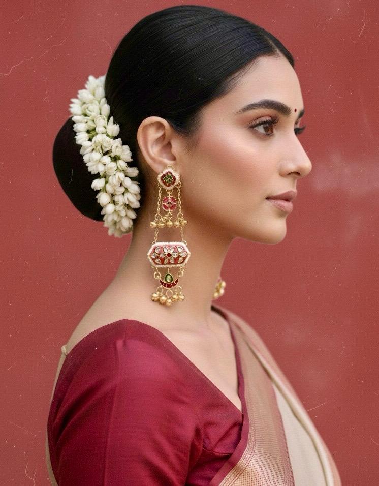 Rangrani Kundan Jhumka Drop Earrings