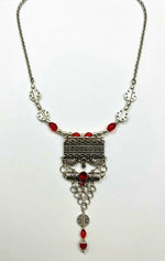 Turkish Style Statement Necklace With Red Accents