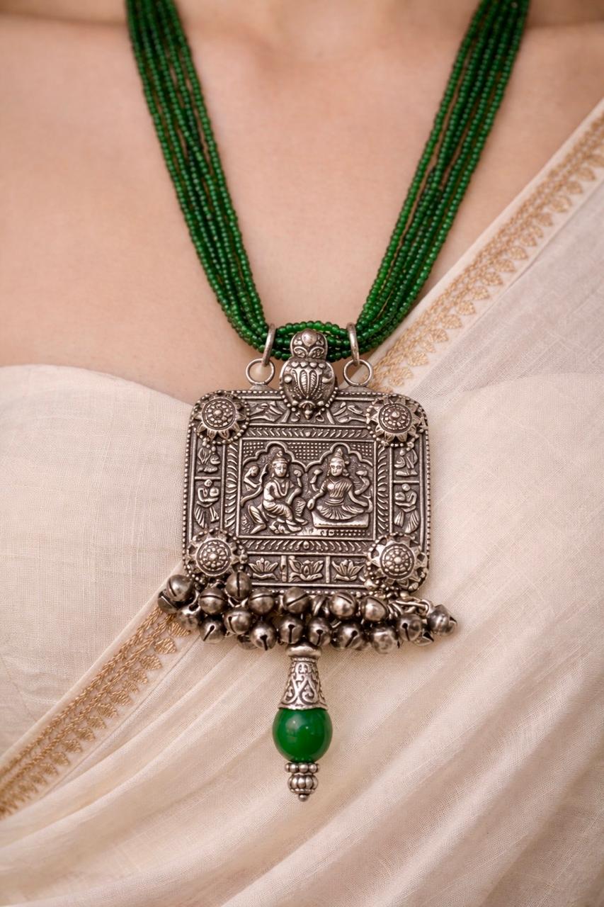 Oxidised Tribal Lakshmi Ganesh Motif Necklace