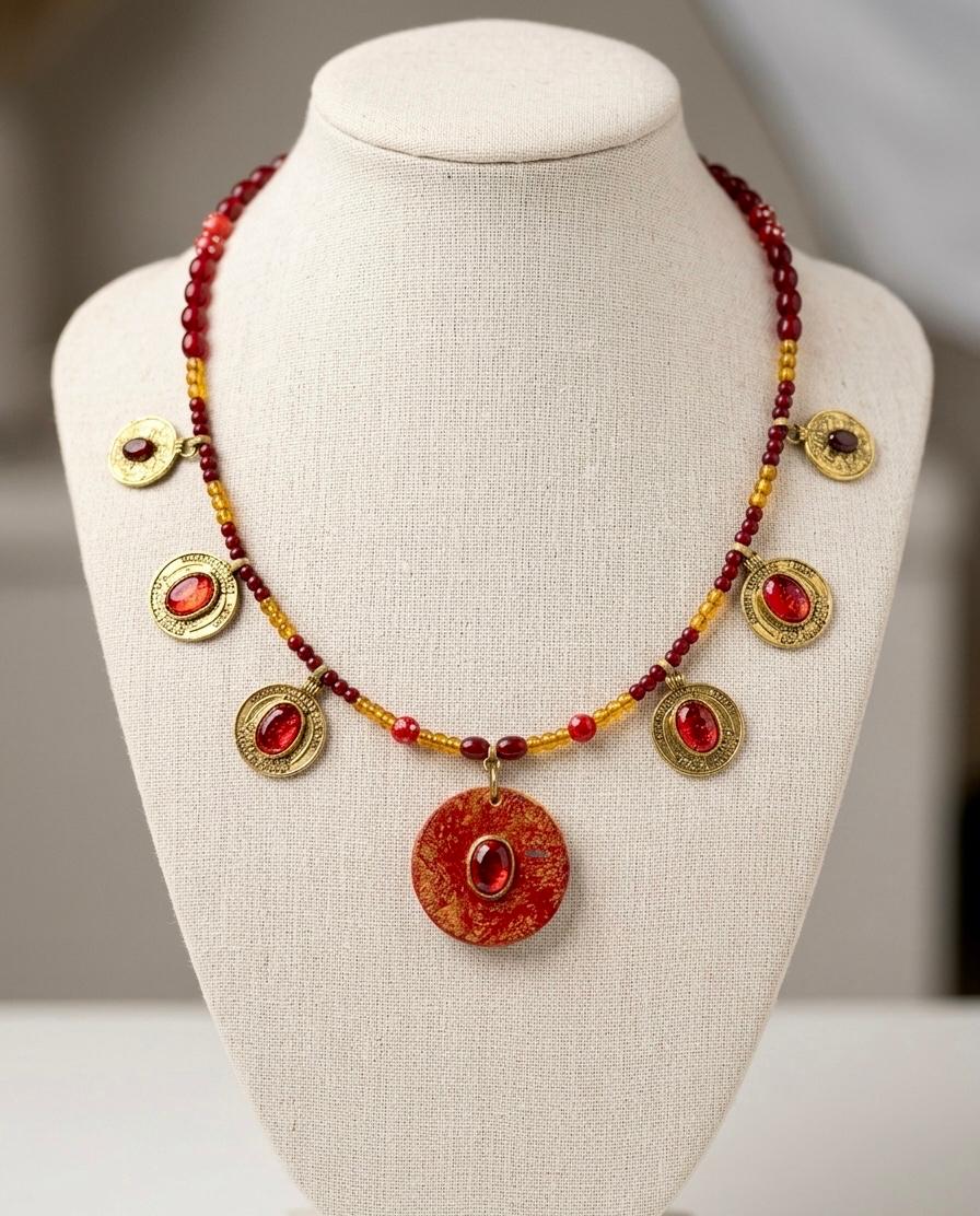 Vintage Turkish Medallion Choker Necklace 1