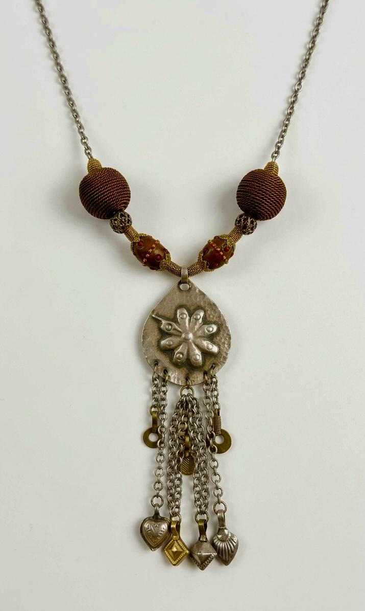 Afghan Tribal Kuchi Statement Necklace With Tassel Charms