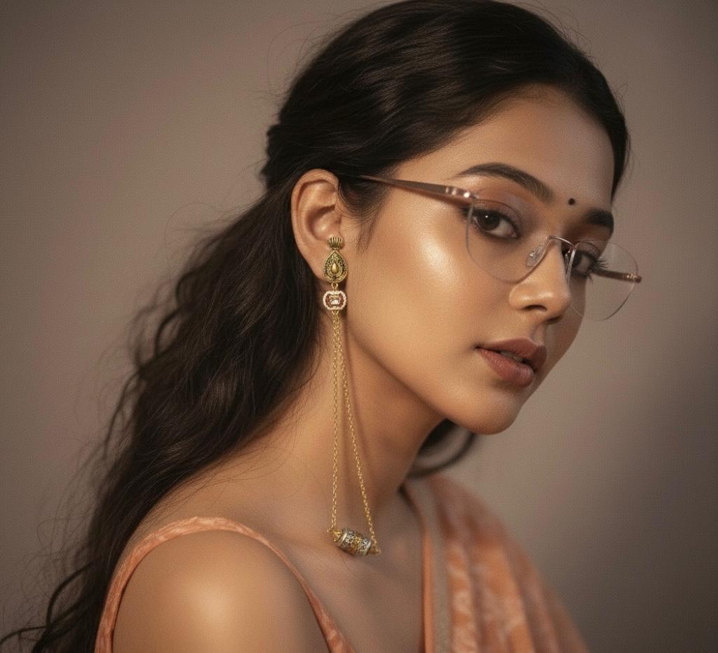 Kashmiri Dejhoor Contemporary Chain Earrings