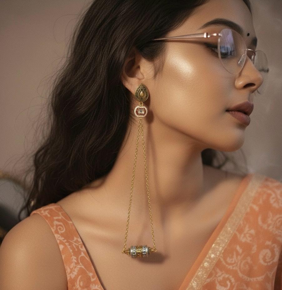 Kashmiri Dejhoor Contemporary Chain Earrings