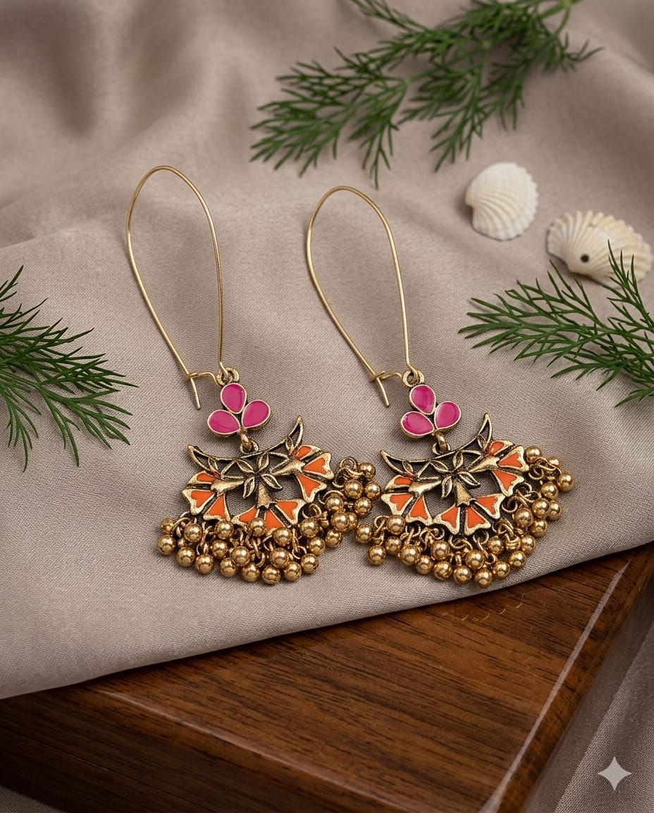 Marigold Bloom Ghungroo Drop Earrings