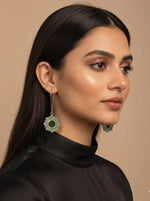 Sage Lotus Mandala Drop Earrings