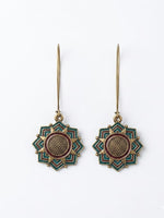 Sage Lotus Mandala Drop Earrings
