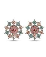 Mosaic Star Floral Stud Earrings