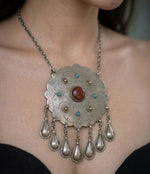Silver Mandala Afghan Pendant Necklace