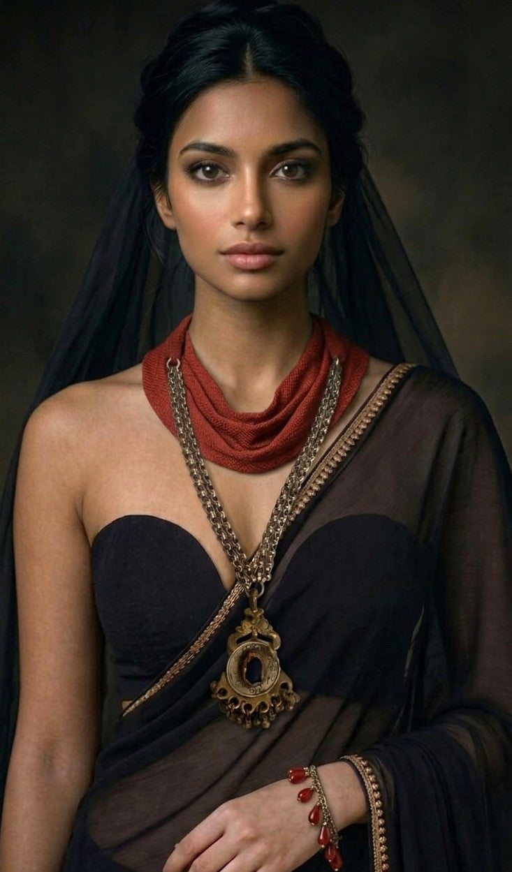 Carnelian Chain Afghan Long Necklace