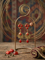 Carnelian Triple Drop Afghan Earrings