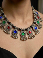 Rainbow Stone Afghan Ghungroo Bib Necklace