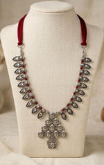 Oxidised Mango Motif Leaf Choker Necklace