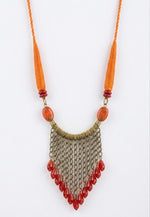 Agni Fringe Brass Chain Crystal Drop Necklace