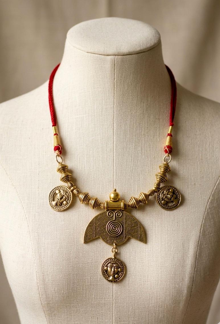 Tribal Arch Spiral Goddess Coin Necklace