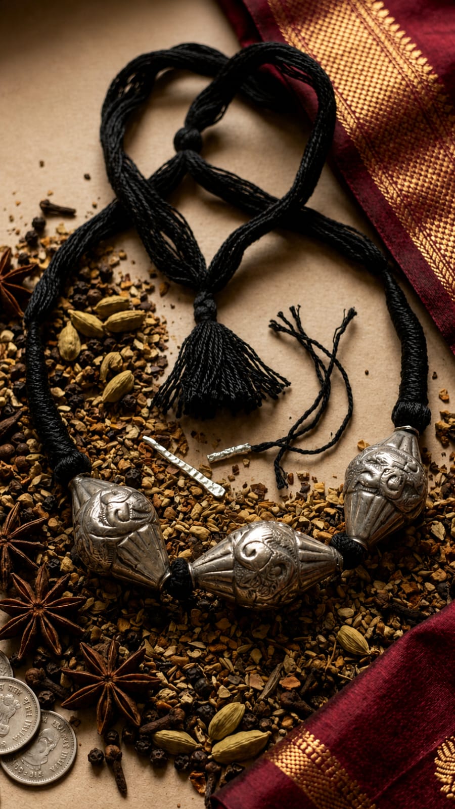 Pushti Embossed Bead Necklace