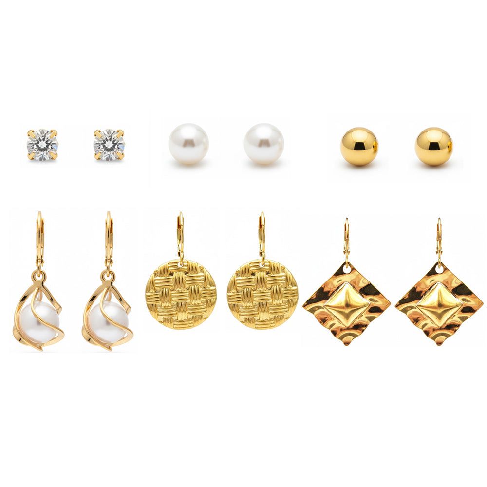Gold Minimal 6-in-1 Earrings Set