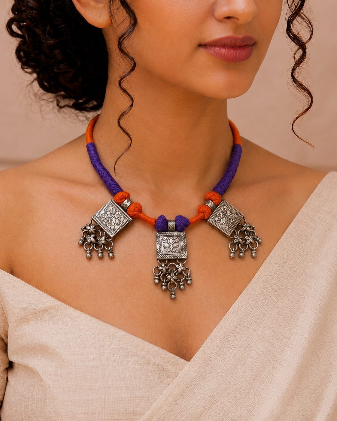 Triveni Triple Amulet Thread Necklace