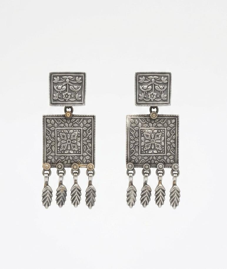 Pakshi Dual-Tone Jaali Drop Earrings