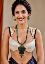Vanaspati Green Fan Pendant Necklace