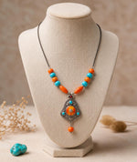 Suryamani Amber Turquoise Pendant Necklace