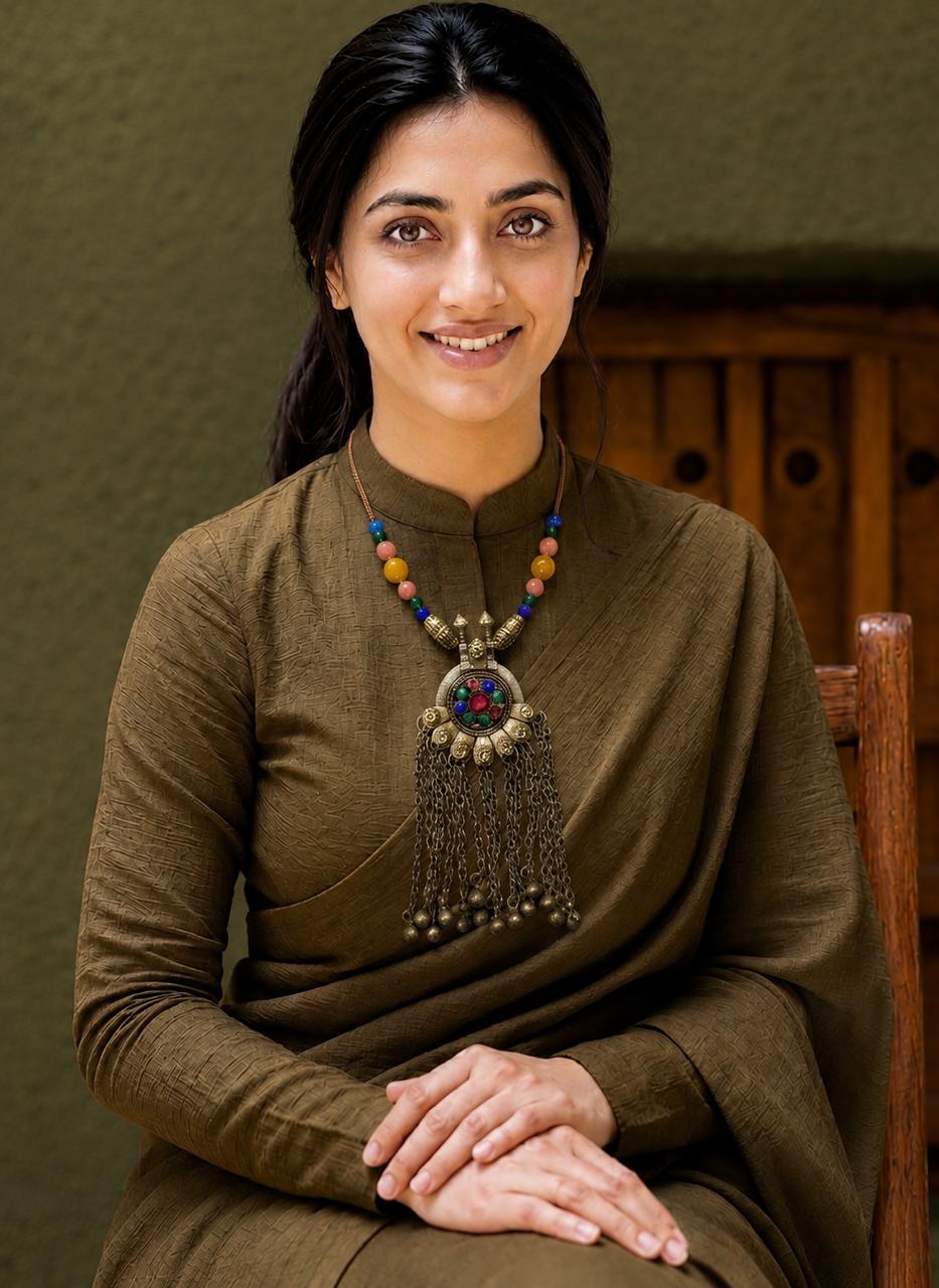 Panchrang Tassel Pendant Necklace