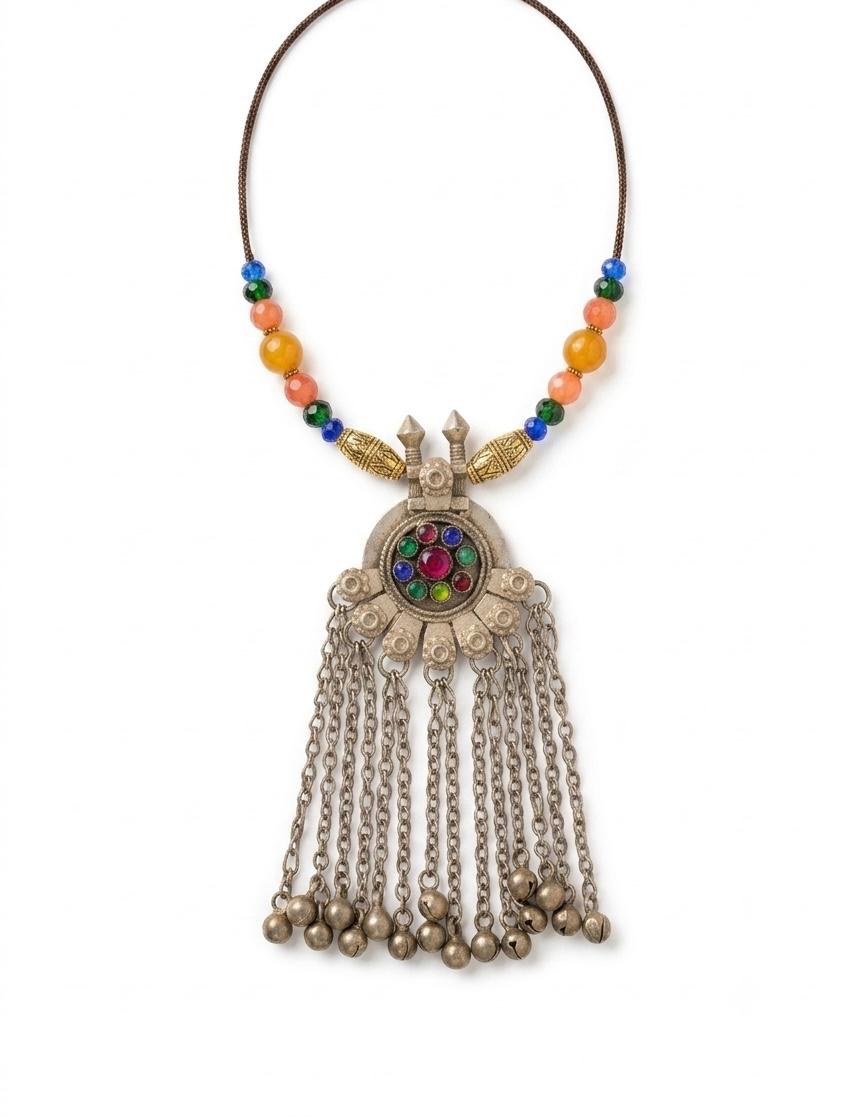 Panchrang Tassel Pendant Necklace