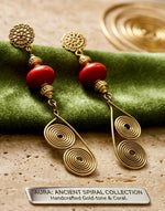 Spirala Red Bead Coil Drop Earrings