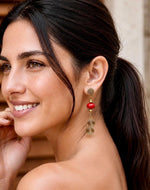 Spirala Red Bead Coil Drop Earrings