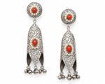 Surkhaab Oxidised Silver Red Coral Leaf Dangler Earrings for Women