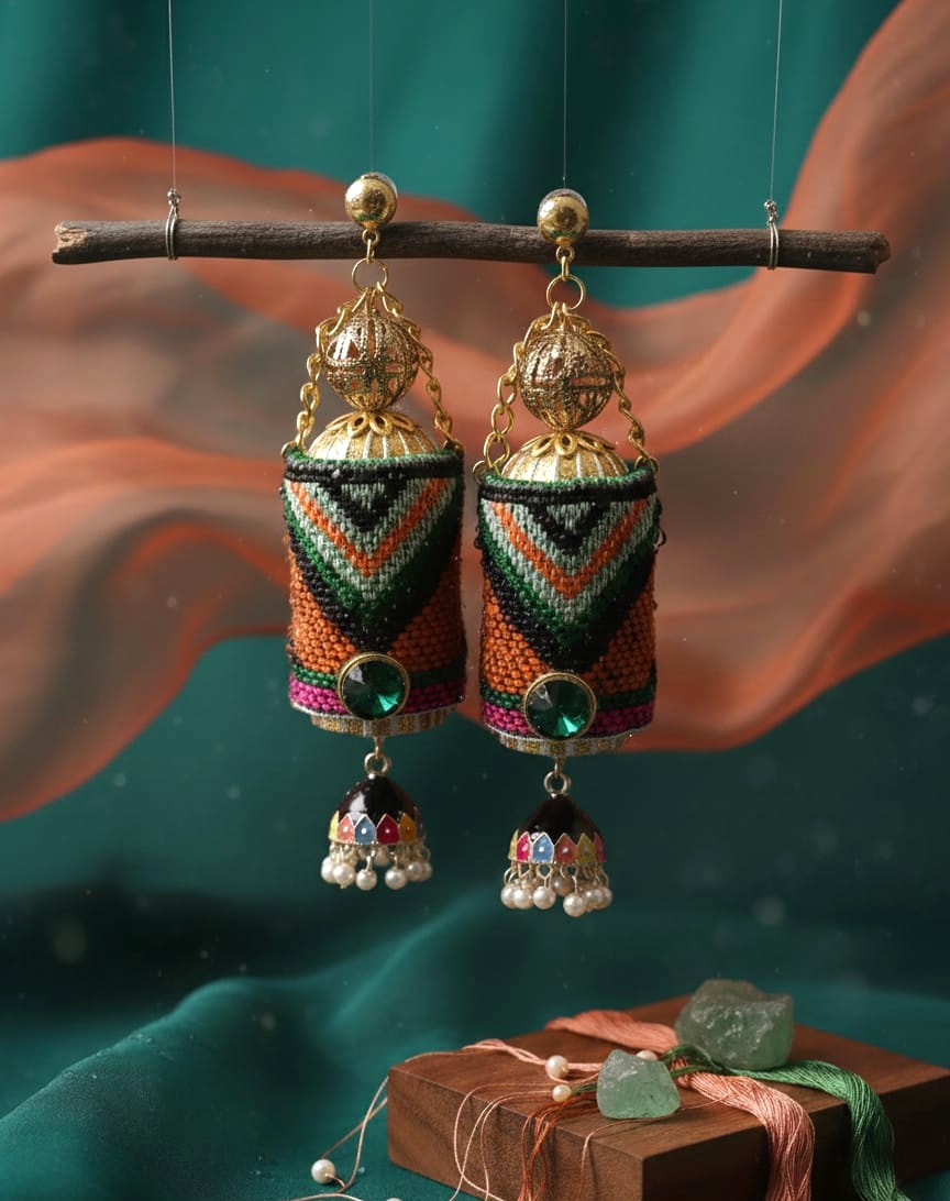 Rangrez Noor Premium Handcrafted Jhumka Earrings
