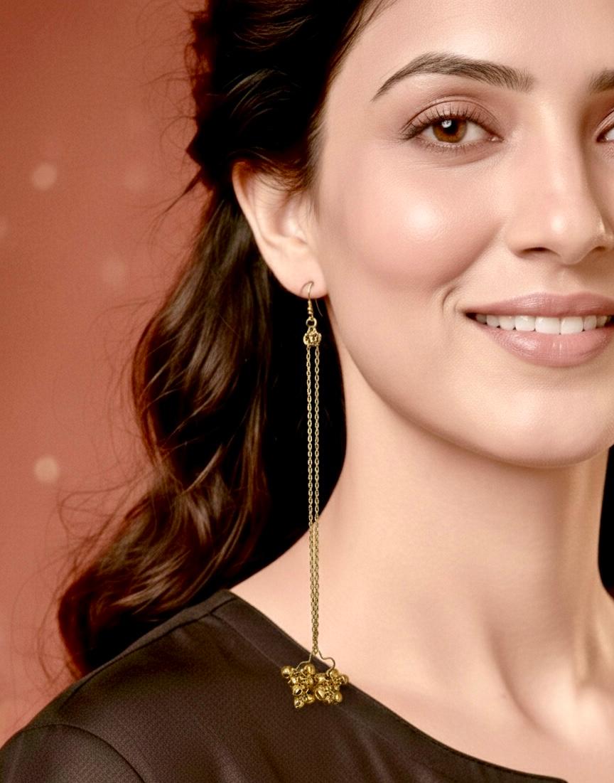 Gold Tone Long Dejhoor Earrings