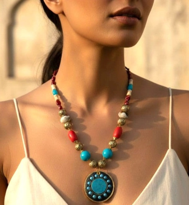 Tibetan Turquoise Disc Necklace