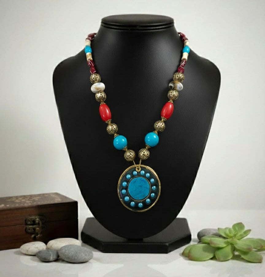 Tibetan Turquoise Disc Necklace