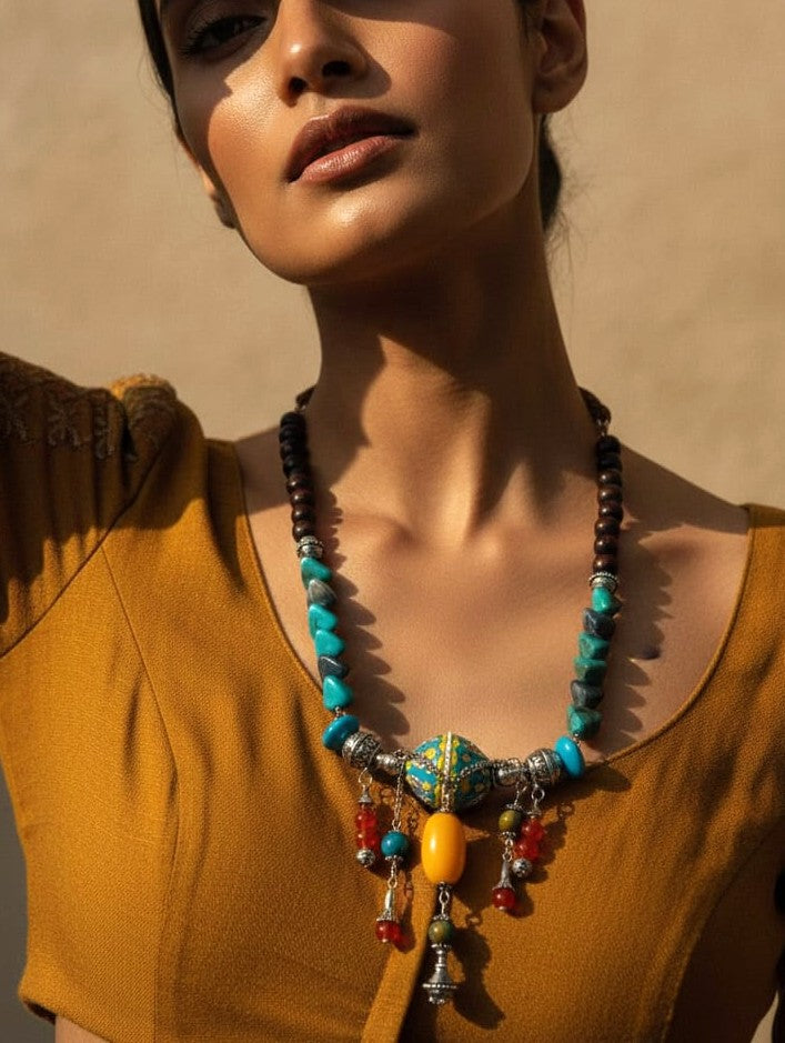 Turquoise Drop Tribal Necklace