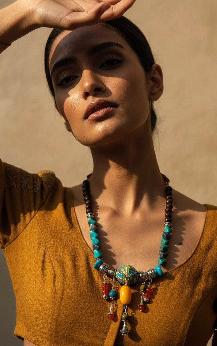 Turquoise Drop Tribal Necklace
