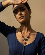 Red Black Beaded Tribal Necklace