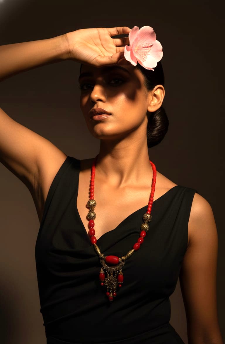 Crimson Bloom Tribal Necklace