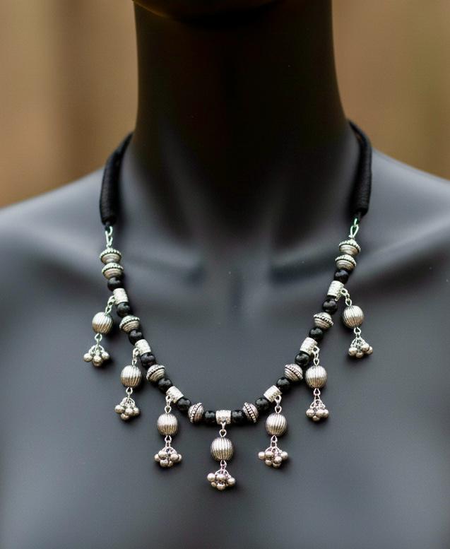 Black Brass Tribal Pendant Necklace