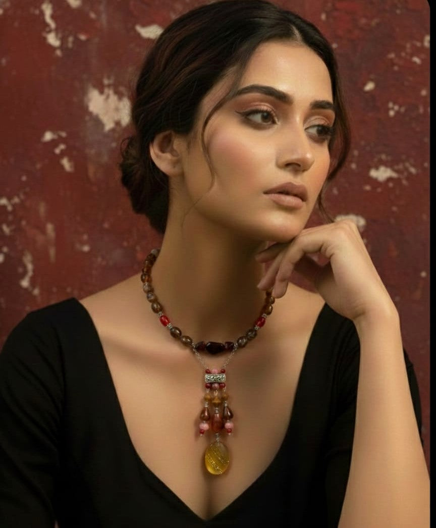 Earthy Drop Tribal Necklace