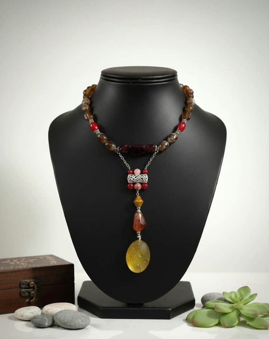 Earthy Drop Tribal Necklace