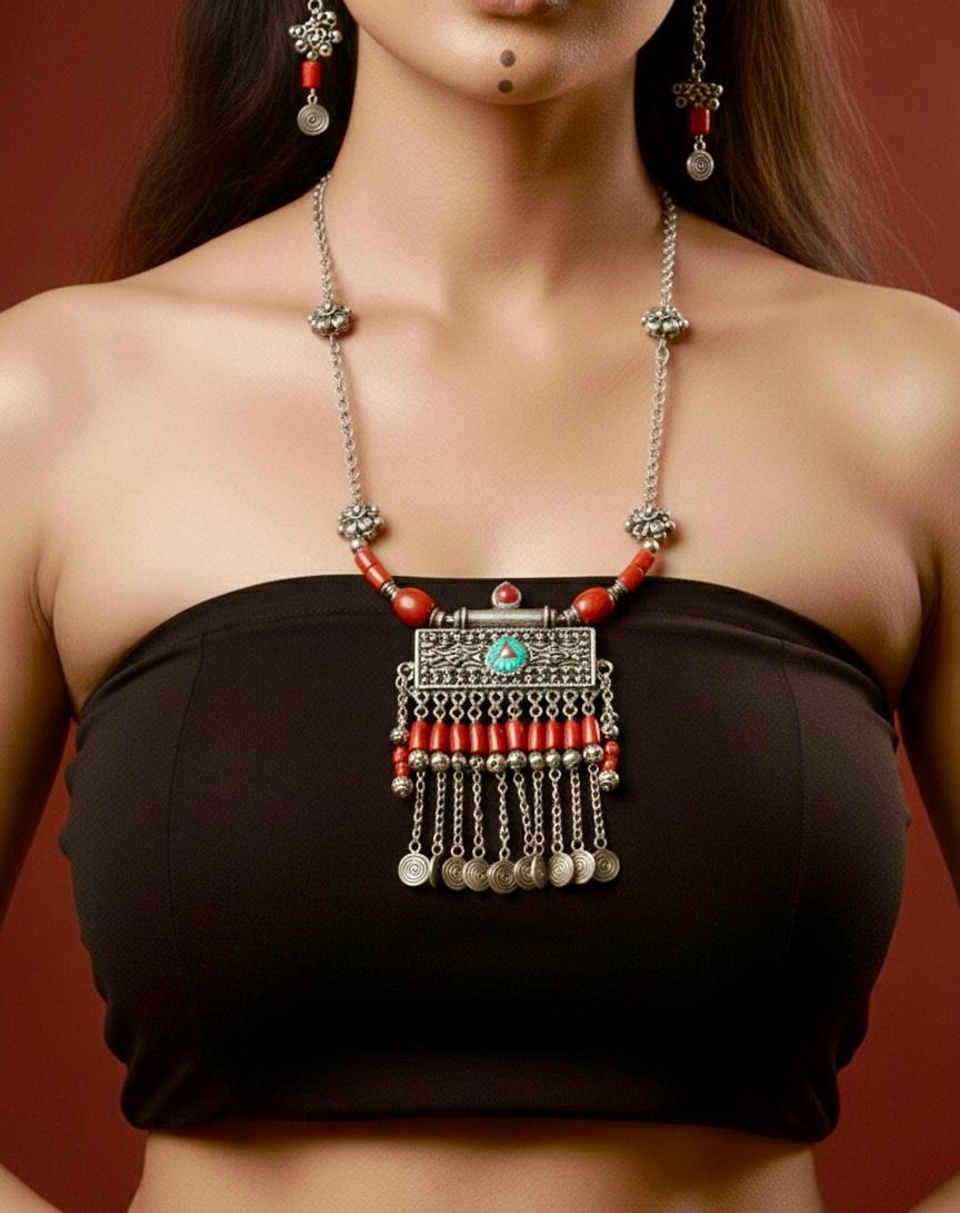 Yemen Tribal Rectangular Pendant Necklace