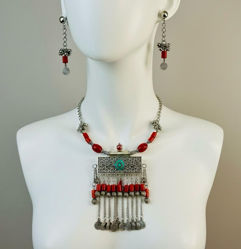 Yemen Tribal Rectangular Pendant Necklace