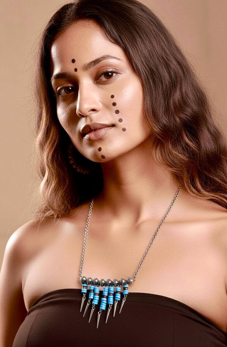 Tribal Turquoise Spike Necklace