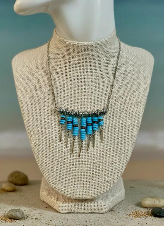 Tribal Turquoise Spike Necklace