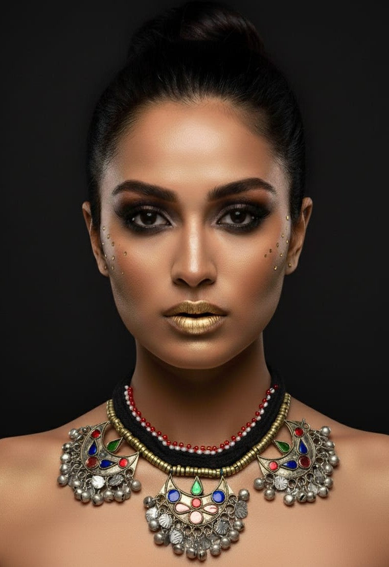 Amina Crescent Gem Necklace