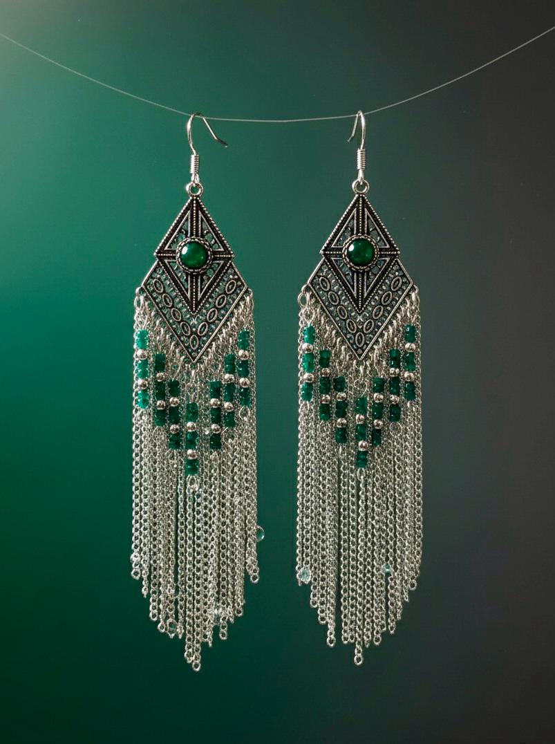 Nayra Emerald Fringe Drops